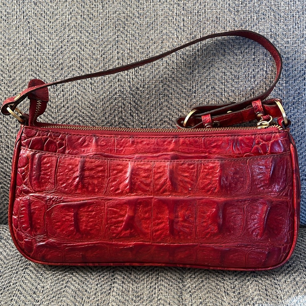 Brahmin Red Croc-Embossed Leather Crossbody Bag